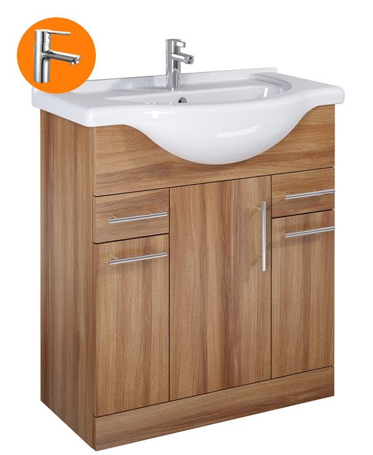 Sonas Belmont Walnut 75Cm Vanity Unit With Nena Tap - * Special Offer