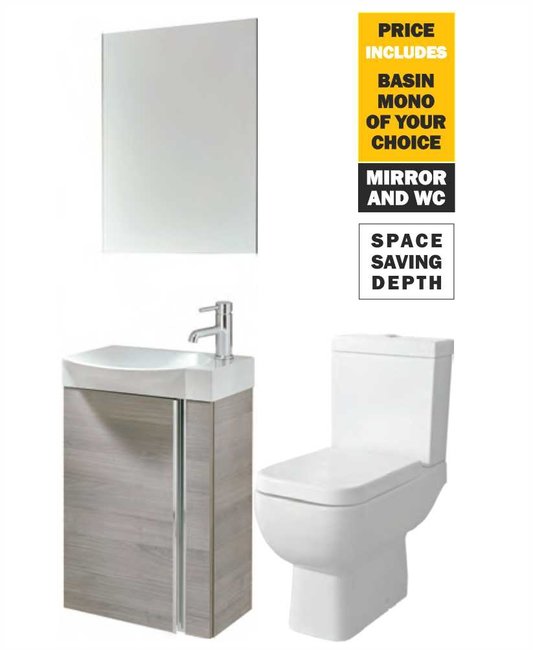 Sonas 45 Prague Wall Hung Sandy Grey Unit & Tap & S600 Wc - *Special Offer